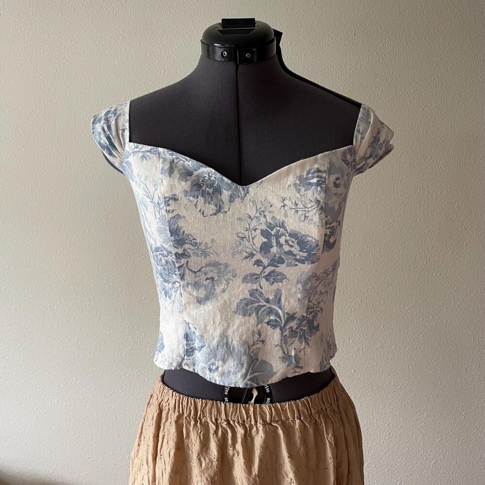 Reformation Eden Linen Top Cottage Boho Victorian Revival | Size 0